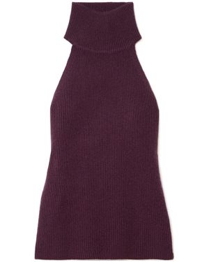 Lisa Yang Freya Ribbed Cashmere Turtleneck Tank - Purple