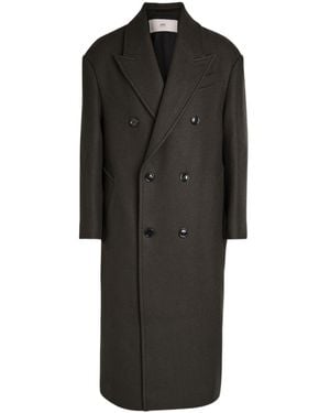 Ami Paris Double-Breasted Wool Coat - Black