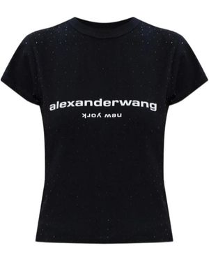 Alexander Wang Logo Baby Rhinestone T-Shirt - Black