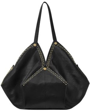 Versace Large Protea Leather Shoulder Bag - Black