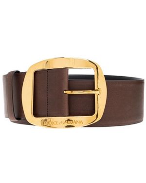 Dolce & Gabbana Logo Engraved Buckle Belt - White