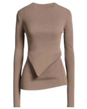 Rick Owens Solid Colour Ribbed Knitted Jumper - Brown