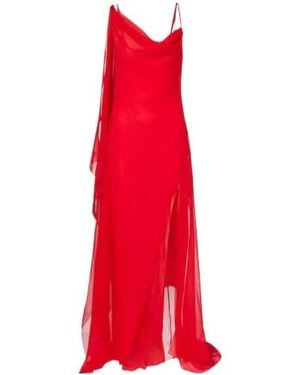Blumarine Draped Silk Georgette Gown - Red