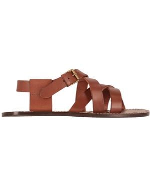 Saint Laurent Cheever Buckle-Fastening Flat Sandals - Brown