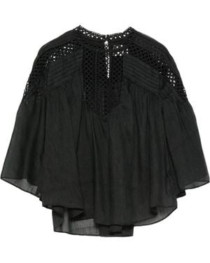 Isabel Marant Parina Lace-Trimmed Woven Blouse - Black
