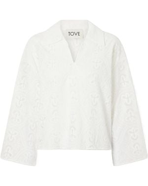 TOVE Leighton Floral-Embroidered Cotton-Blend Blouse - White