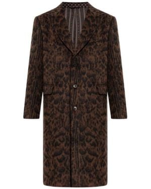 Etro Jacquard Coat With Animal Motif - Brown