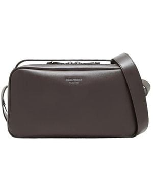Emporio Armani Logo-Print Leather Shoulder Bag - Grey