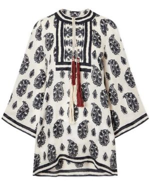 Johanna Ortiz Printed Linen Mini Dress - Grey