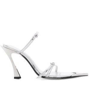 Mugler 100Mm Metallic-Leather Mules - White