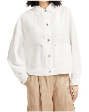 Brunello Cucinelli Monili Chain-Detail Organza Jacket - White