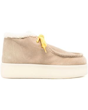 Miu Miu Round-Head Short Boots - Natural