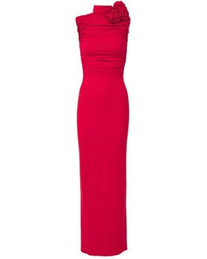 Magda Butrym Floral-Applique Ruched Jersey Gown - Red