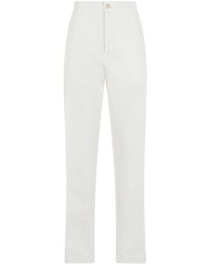 Canali Straight-Leg Elastic-Waist Pants - White