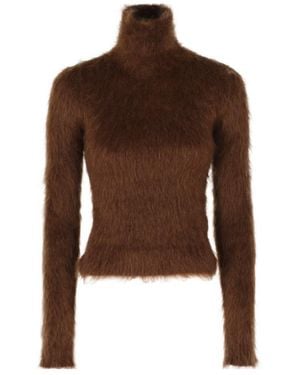 Dondup Fuzzy Roll-Neck Jumper - Brown