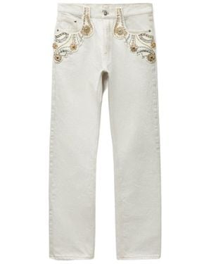 Versace Embellished Straight-Leg Jeans - White