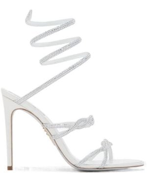 Rene Caovilla René Caovilla Braid Cleo Fog Satin Embellished Sandals - White