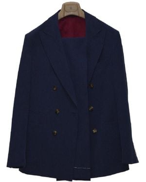 Brunello Cucinelli Long-Sleeved Lapel Suit - Blue