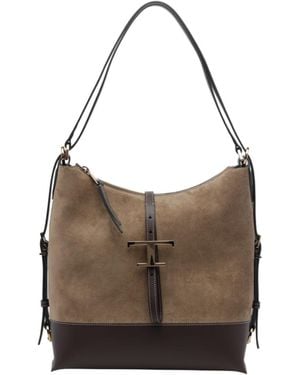 Tod's T Timeless Medium Shoulder Bag - Brown