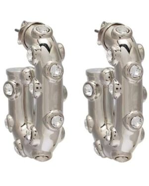 Rabanne Crystal-Embellished Hoop Earrings - White