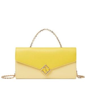 Fendi Ff Diamonds Chain-Link Cross Body Bag - Yellow