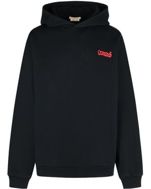 Marni Logo-Printed Hoodie - Black