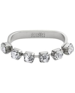 MM6 by Maison Margiela Embellished Logo Engraved Ring - White