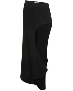 Mugler Asymmetrical Jersey Midi Skirt - Black