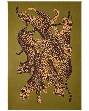 Saint Laurent Leopard-Print Shawl - Green