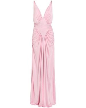 Versace V-Neck Silky Maxi Dress - Pink