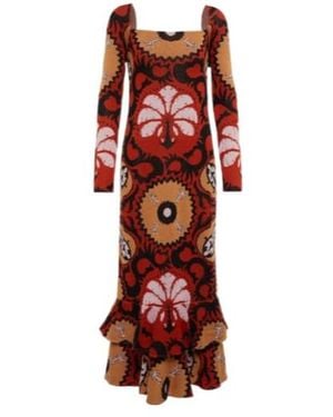 Johanna Ortiz Artful Dream Cotton Midi Dress - Red