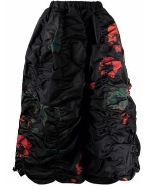 Marni Floral Gathered Skirt - Black
