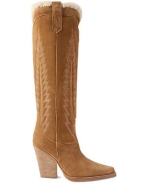 Paris Texas Suede Cowboy Boots - Brown