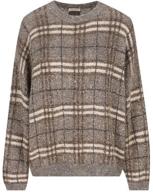 Brunello Cucinelli Crew Neck Long-Sleeved Knitwear - Gray