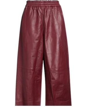Marni Solid-Color Leather Wide-Leg Pants - Red