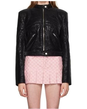 MISBHV Cropped Faux-Leather Jacket - Black