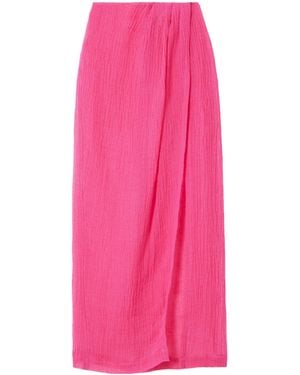 Lisa Marie Fernandez Pleated Linen-Blend Chiffon Wrap Sarong - Pink