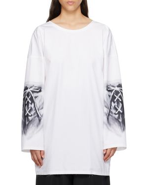we11done Abstract-Print Cotton Blouse - White