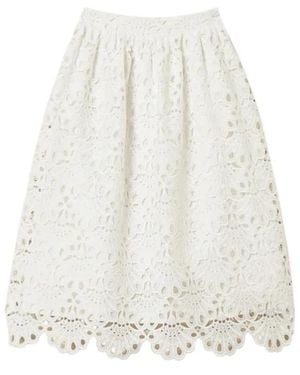 Twinset Woven Midi Skirt - White