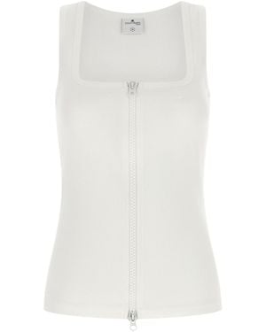 Courreges Ribbed-Knit Zip-Up Tank Top - White