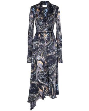 Fendi Marbled Midi Crêpe Dress - Blue