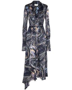 Fendi Marbled Midi Crêpe Dress - Blue