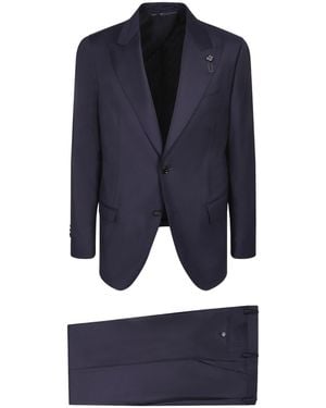 Lardini Micro-Textured Peaked-Lapel Suit - Blue