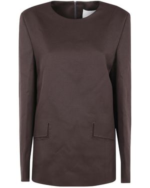 Entire studios Cut-Out Pocket Long-Sleeve Top - Brown