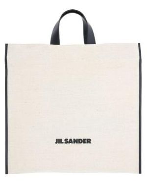 Jil Sander Logo Printed Top Handle Bag - White