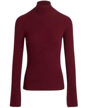 Patou Turtleneck Ribbed Sweater - Red