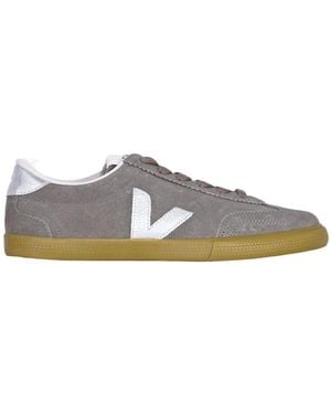 Veja Logo Lace-Up Low-Top Trainers - Brown