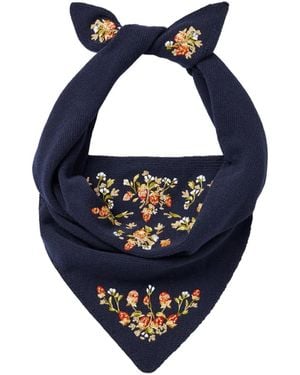 Bally Embroidered Wool Scarf - Blue
