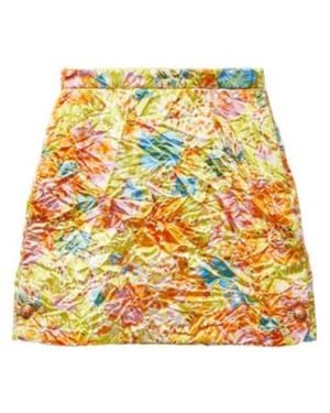 Versace Crinkled Floral Mini Skirt - Yellow