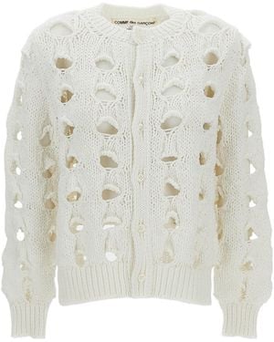 Comme des Garçons Cut-Out Detailed Crewneck Jumper - White